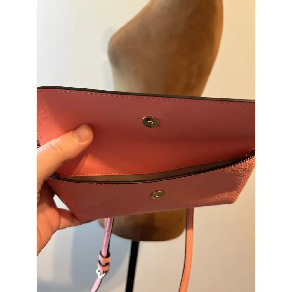 Kate Spade Leila Small Flap Crossbody Pebbled Leather in Peachy Rose $269